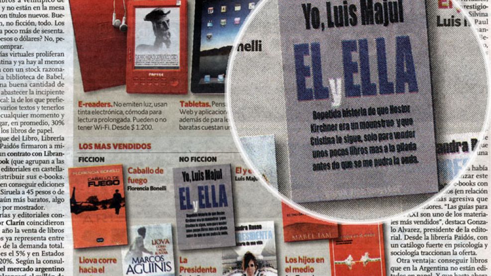 La tapa del libro adultera que usó Clarín en su edición impresa de hoy.