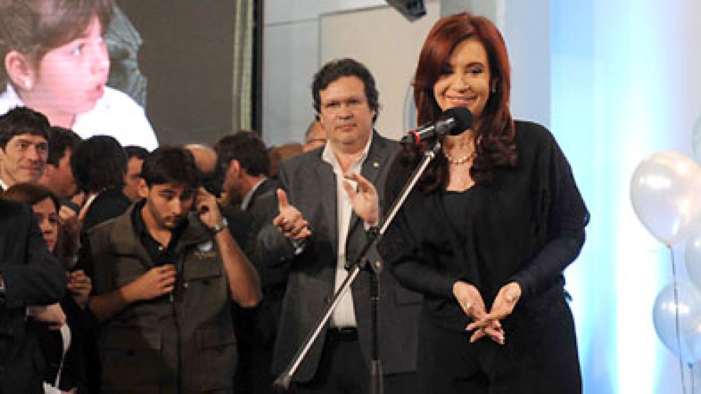 La presidenta Cristina Fernández de Kirchner, en el acto por el aniversario de la TV Pública.