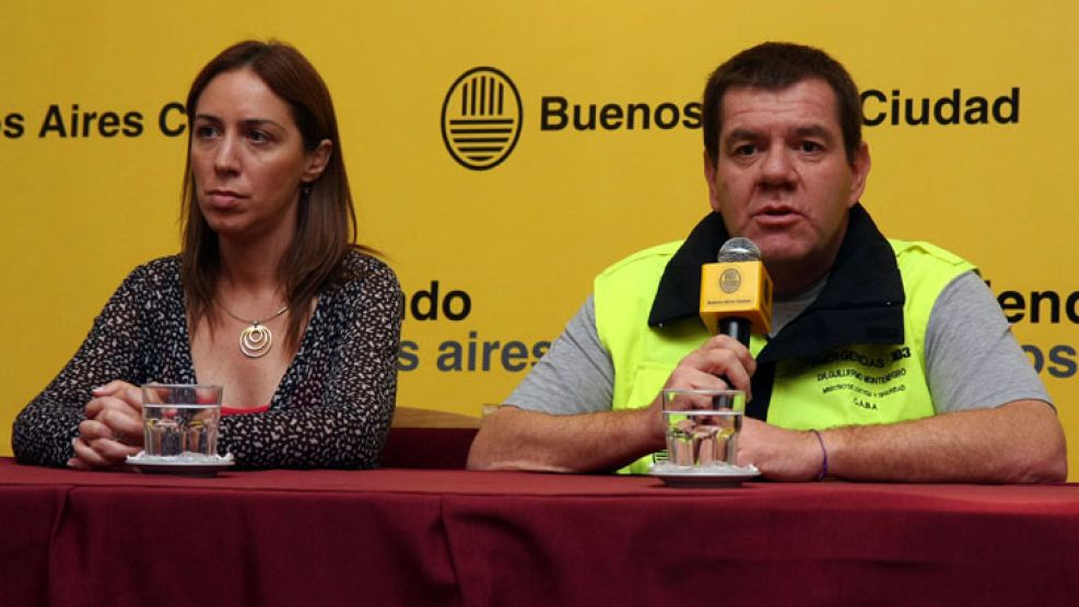 La ministra de Desarrollo Social, María Eugenia Vidal, junto a su par de Seguridad, Guillermo Montenegro.