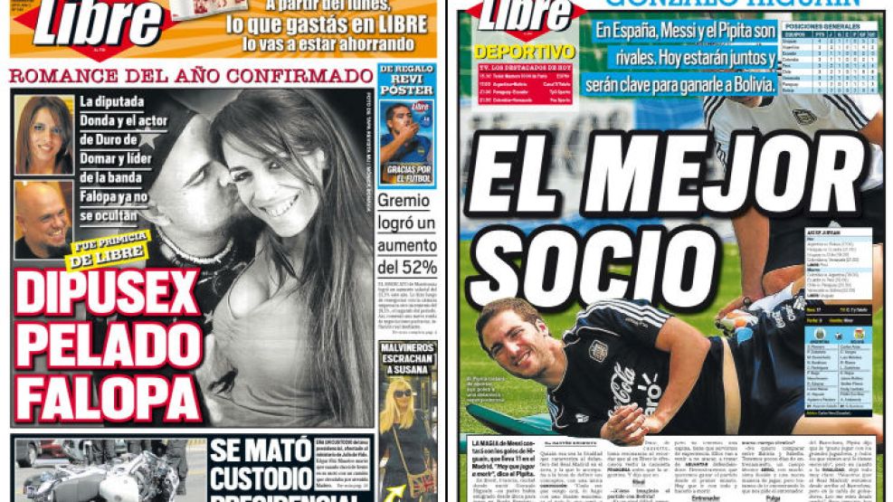 Tapa y contratapa del diario más rápido del país.