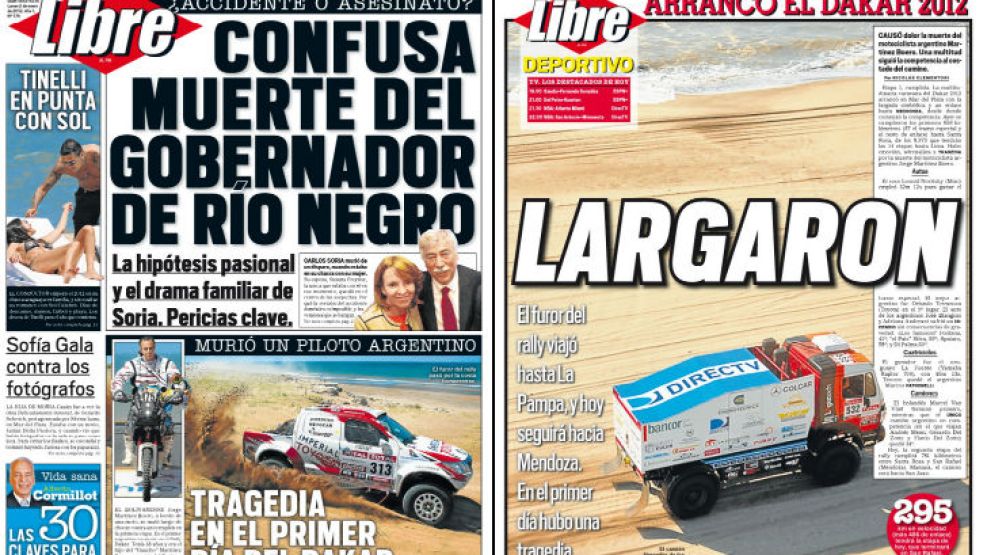 Tapa y contratapa del diario más rápido del país.