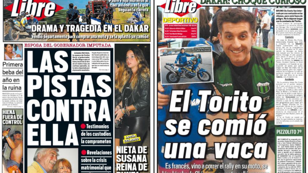 Tapa y contratapa del diario más rápido del país. 