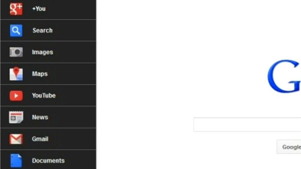 La barra superior de Google es reemplazada ahora por este menú lateral que centraliza a sus principales servicios 