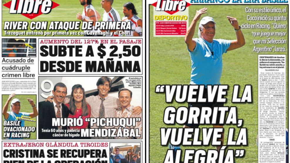 Tapa y contratapa del diario más rápido del país.