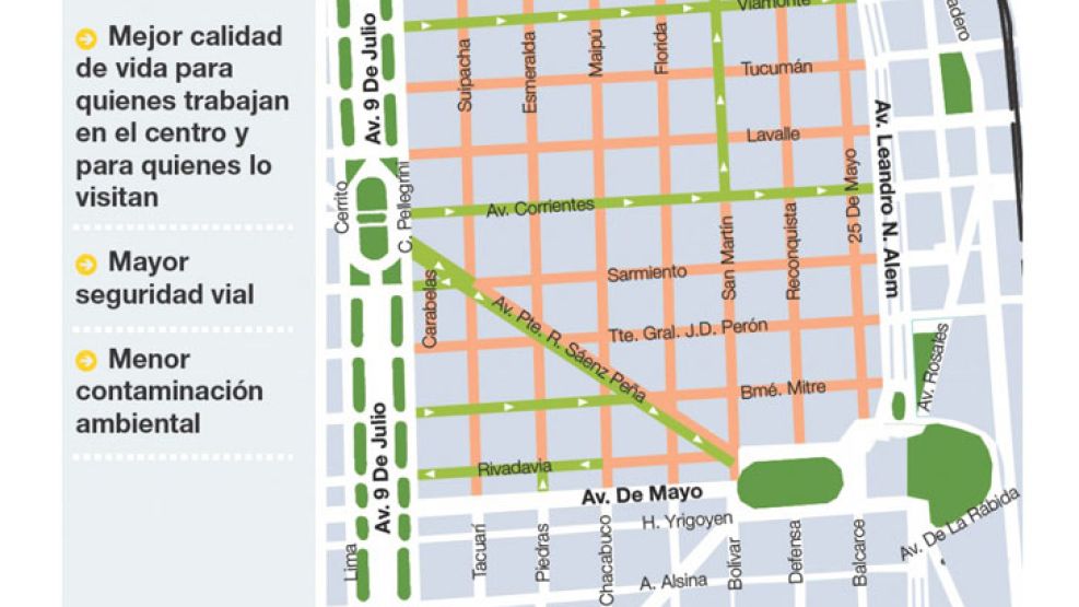 No se podrá circular por varias calles del microcentro porteño desde febrero, entre las 11 y las 16 hs.