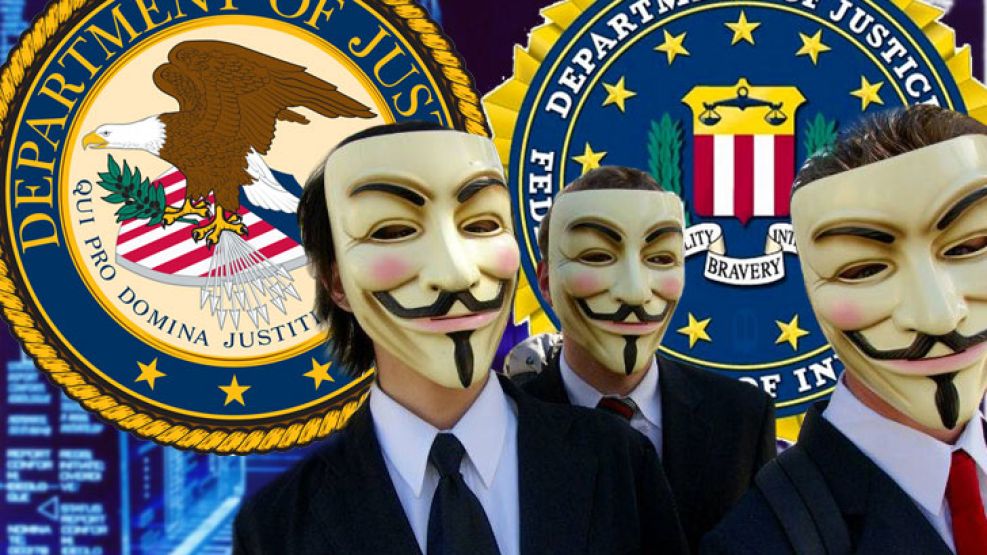 Los hackers anónimos "bajaron" los sitios del Departamento de Justicia y del FBI, entre otros.