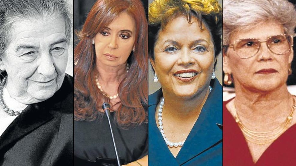 Golda Meir, ex primer ministro israelí; Cristina Fernández de Kirchner; Dilma Rousseff, de Brasil, y Violeta Chamorro, de Nicaragua.