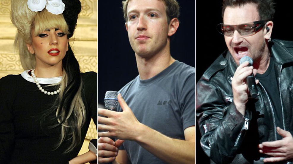 Bono | Zuckerberg | Lady Gaga. Los millonarios de Facebook.