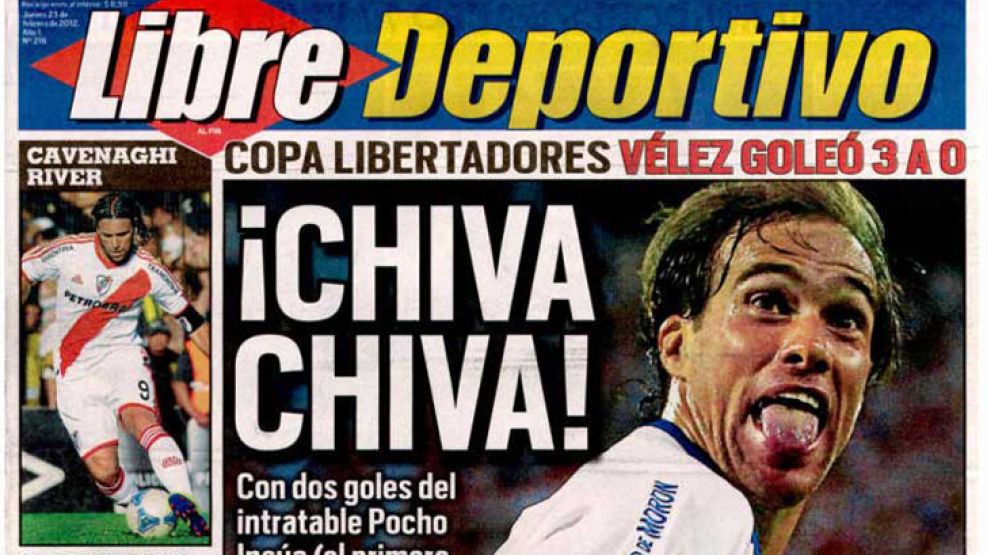 La portada del diario Libre de este jueves con el triunfo de Vélez en la Copa Libertadores. 