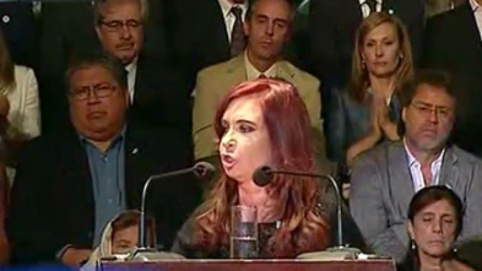 La Presidenta en el discurso de ayer en Rosario.