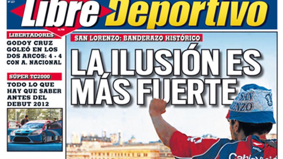 El banderazo por San Lorenzo en la portada de Libre Deportivo de este viernes. 