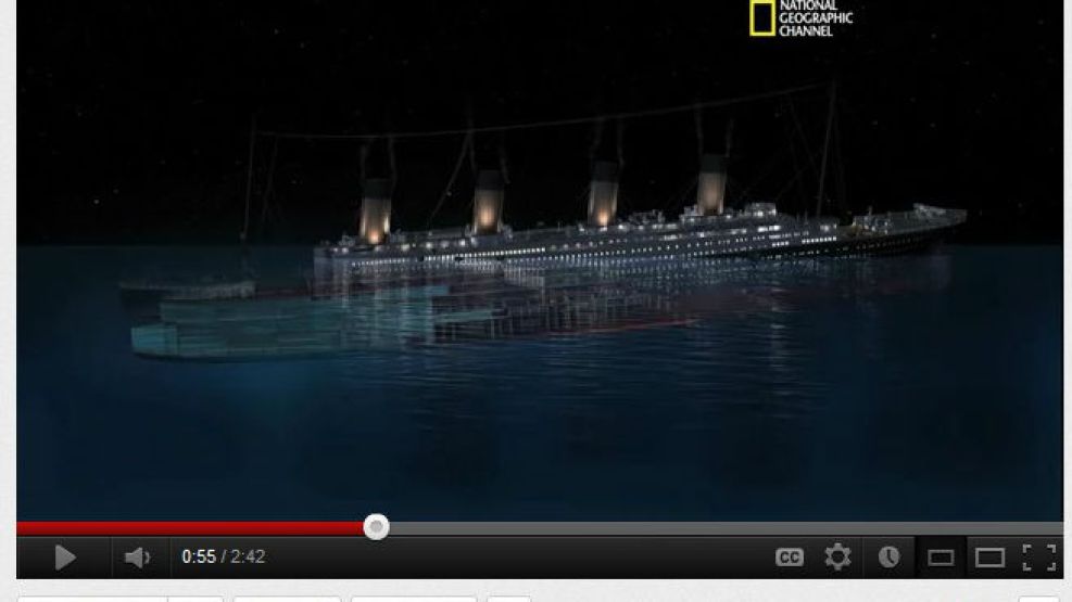 El hundimiento del Titanic animado con el mayor detalle.