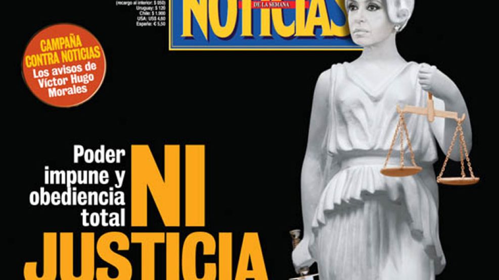 Ni Justicia: CFK en la portada de Noticias que sale esta noche. 