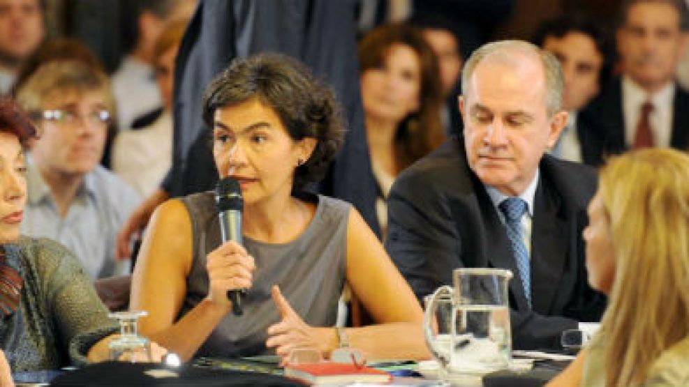 Estenssoro y su par, Norma Morandini, en el plenario de comisiones del Senado para analizar el proyecto de ley sobre YPF.