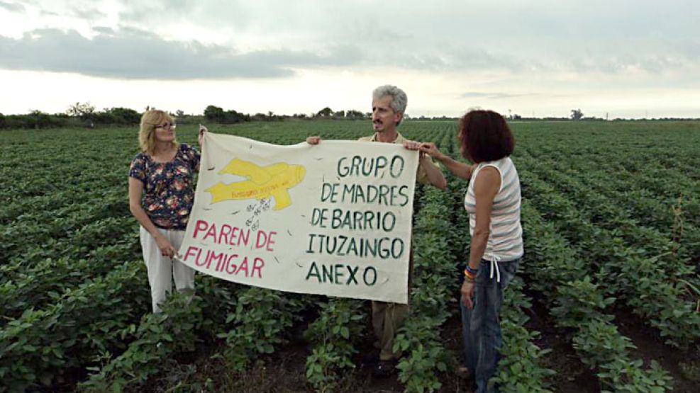 Sofía Gatica protesta en los campos de soja cerca de su pueblo, Barrio Ituzaingo.