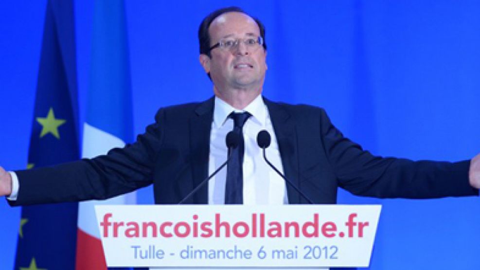 El nuevo presidente francés, el socialista Francois Hollande, en su discurso tras el triunfo ante Sarkozy en el ballotage.