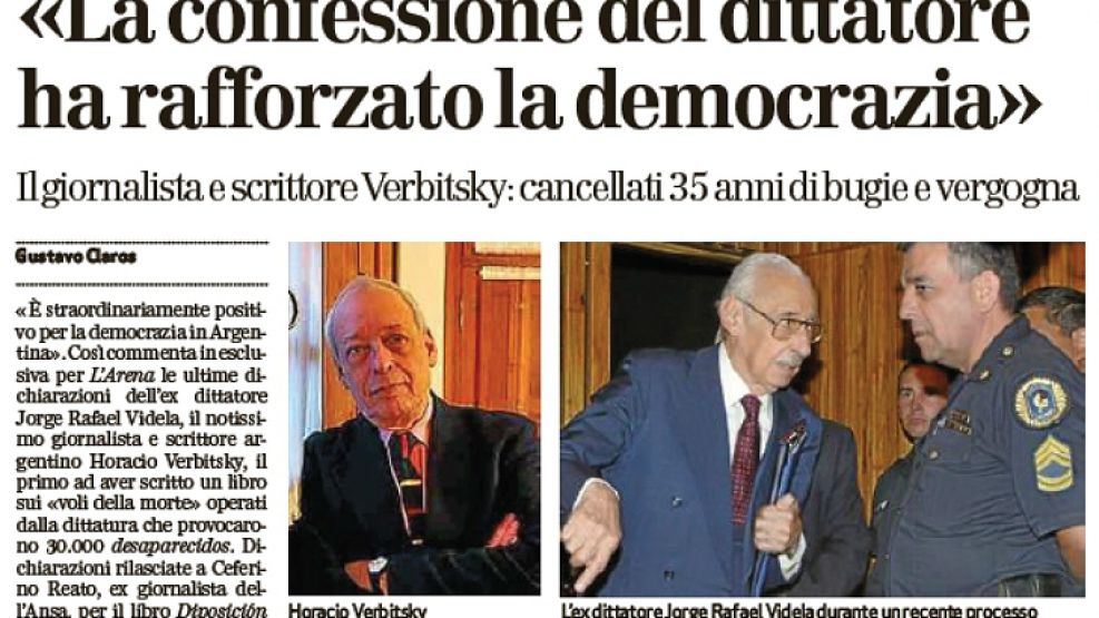 La entrevista publicada por el diario L´Arena, de Verona.