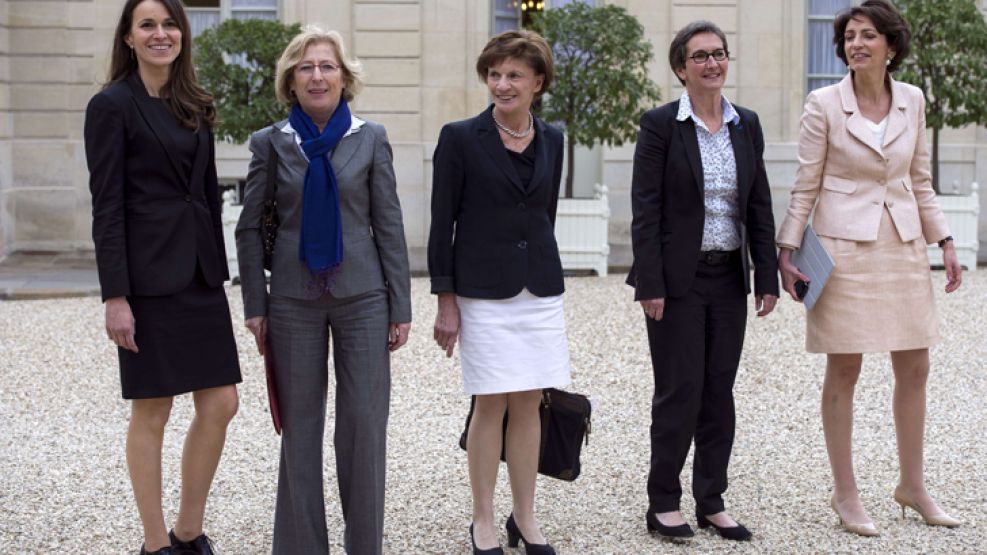 Las que restan: Christiane Taubira (Justicia), Genevieve Fioraso (Eduación) y Michele Delaunay (Tercera edad)