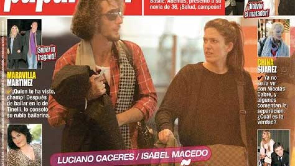 Isabel Macedo y Luciano Cáceres en la tapa de Paparazzi