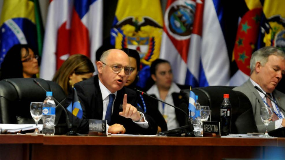 Héctor Timerman en la asamblea de la OEA