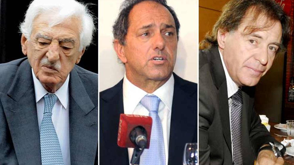 Antonio Tabanelli (Boldt), Daniel Scioli y Cristóbal López (Casino Club). El proyecto plantea la estatización del juego en Buenos Aires.