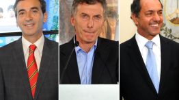 Randazzo, Macri y Scioli, juntos en Casa Rosada.