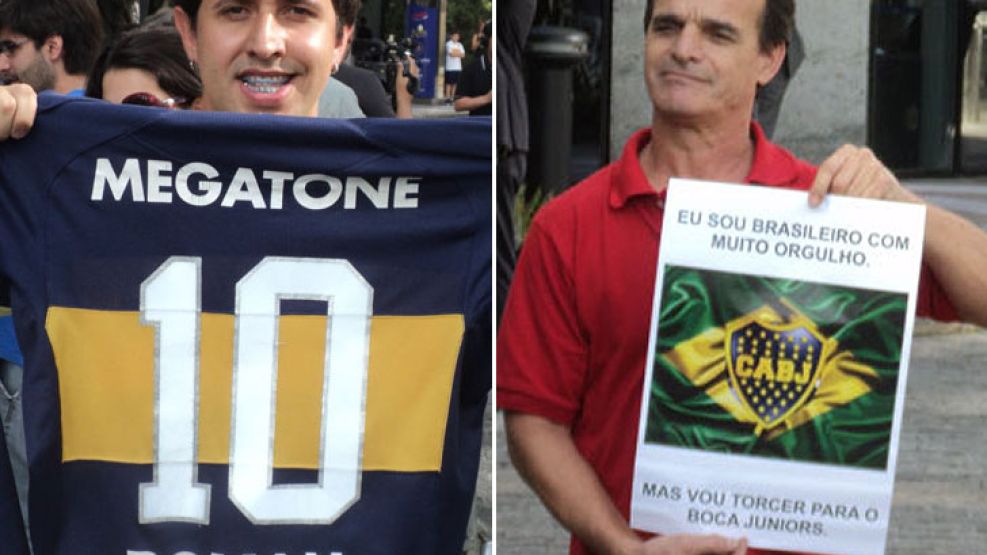 Dos brasileños hinchas de Boca.