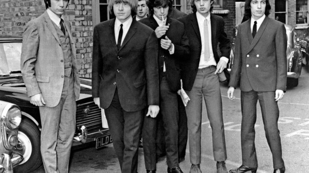 Los Rolling Stones en 1965, en Londres (de izq. a der. Charlie Watts, Brian Jones, Keith Richards, Mick Jagger et Bill Wyman.