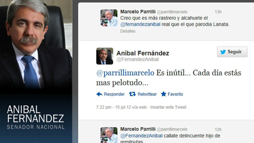 El cruce entre Aníbal Fernández y Marcelo Parrilli dió que hablar en Twitter.