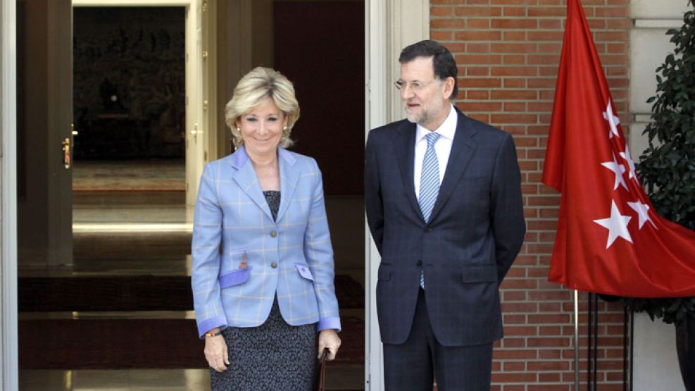 Esperanza Aguirre junto a Mariano Rajoy en La Moncloa.