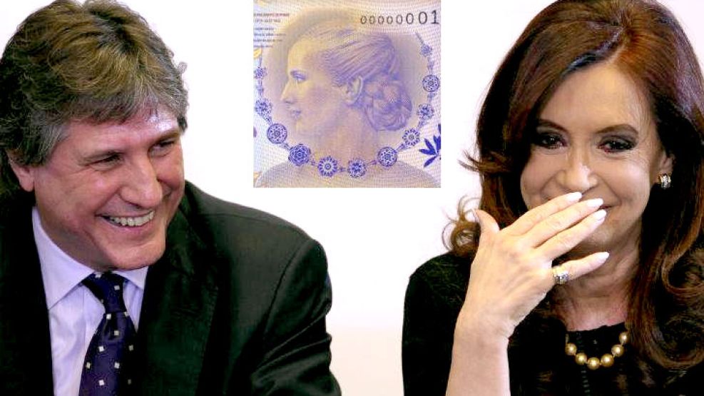 CFK presentó el billete con la imagen de Eva Perón. La moneda será rubricada por Boudou y Marcó del Pont.