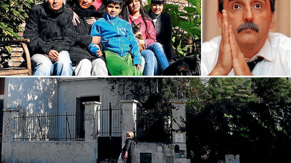 LITIGIO. Mendoza con sus hijos en el patio de la casa de dnde quieren echarla para que Moreno Jr. contruya un edificio.