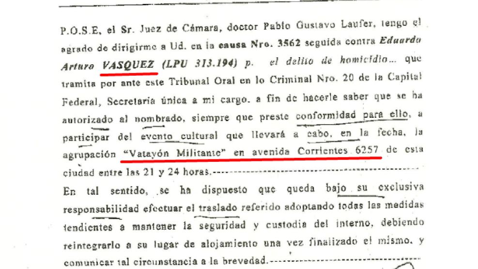 Los documentos judiciales revelan los permisos para los presos como Vásquez.