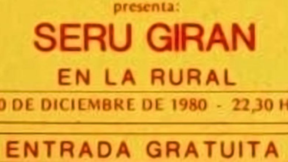 La entrada al histórico recital de Serú Girán en la Rural en 1980