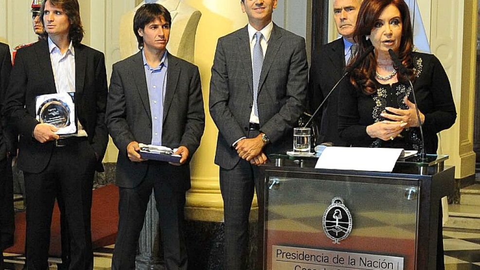 Cristina, con los Patronelli, Randazzo y Meyer en la Casa Rosada.