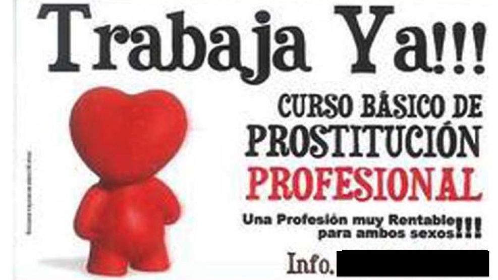 El polémico aviso del "Curso de prostitución profesional".