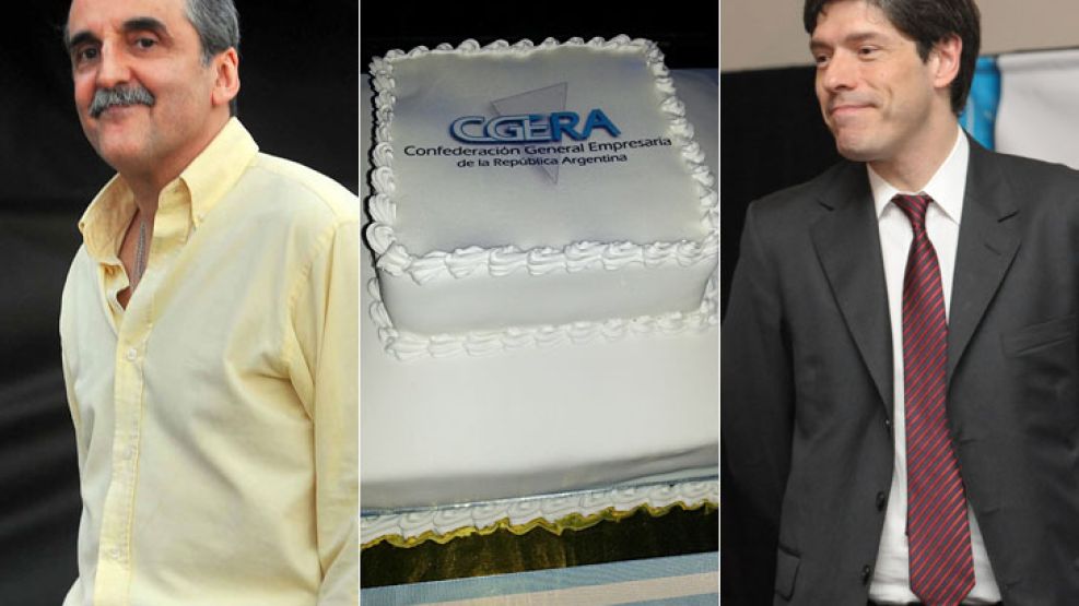 Abal Medina, Guillermo Moreno y la torta que empresarios le dedicaron a ellos y a Débora Giorgi.