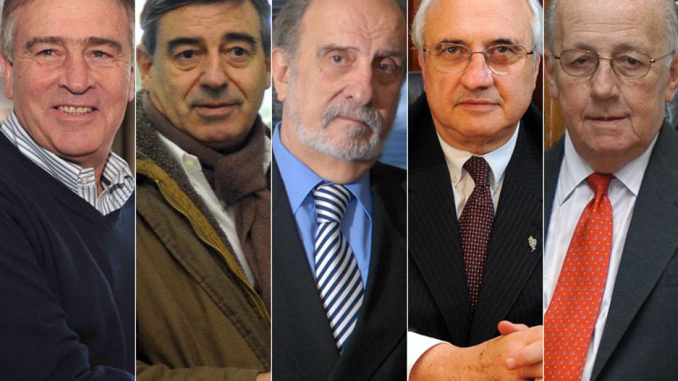 Oscar Aguad, Mario Cimadevilla, Ricardo Recondo, Daniel Ostropolsky y Alejandro Fargosi, los acusados.