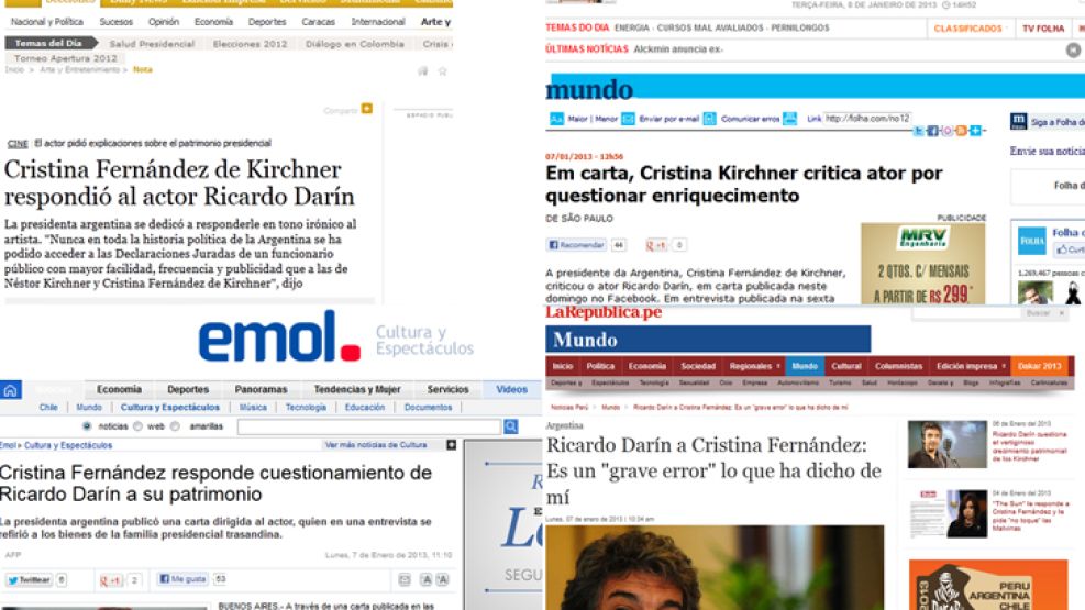 Diversos diarios del mundo se hicieron eco de la pelea entre CFK y Darín.
