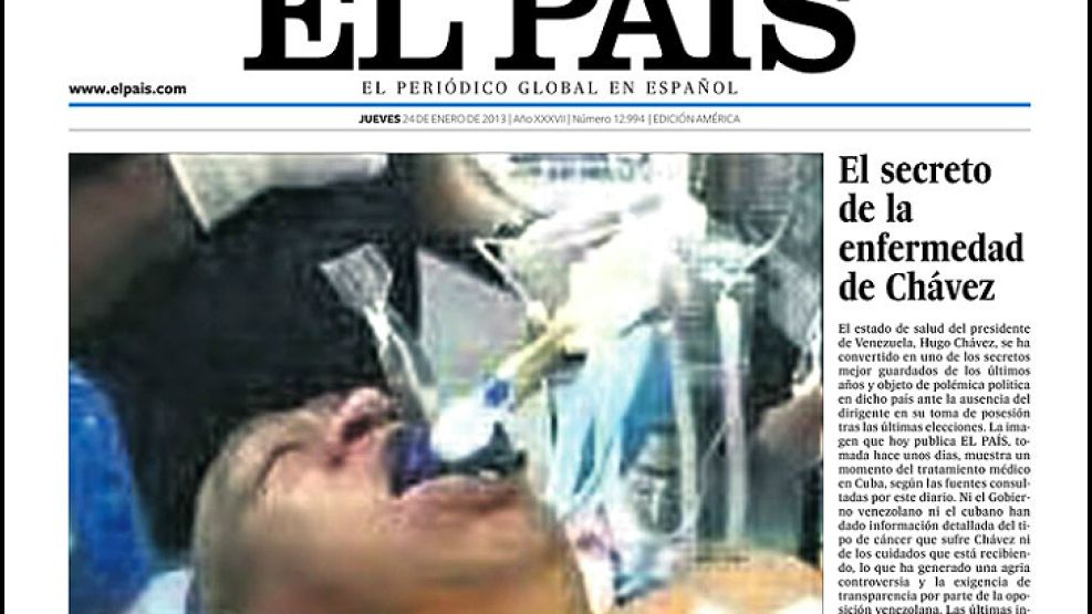 Portada del diario El País de España. Ya fue sacada de circulación en reemplazo por otra que titula con Cataluña.