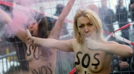 Las bajas temperaturas no amedrentaron a las militantes de la organización feminista Femen.