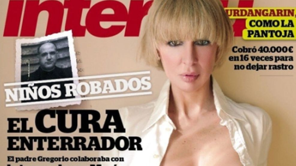 Detalle de la portada de la revista española Interviú con la sobrina de Aznar semidesnuda.
