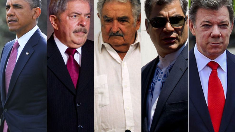 Barack Obama, Lula da Silva, "Pepe" Mujica, Rafael Correa y Juan Manuel Santos.
