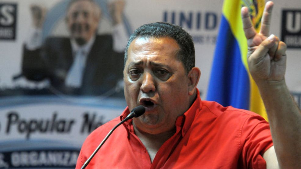 Luis D´Elía, el 10 de enero pasado, durante un acto en "apoyo a Chávez y la Revolución Bolivariana" en la sede de Unidos y Organizados de esta Capital.