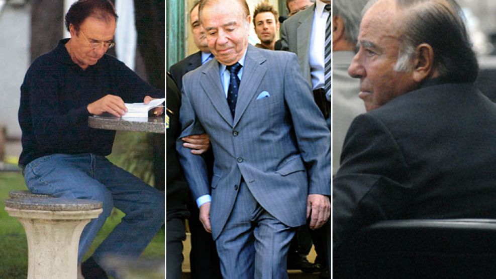 Carlos Menem, con arresto domiciliario el 6 de junio de 2001. El juicio oral de 2011 y una foto reciente, antes del fallo de Casación.