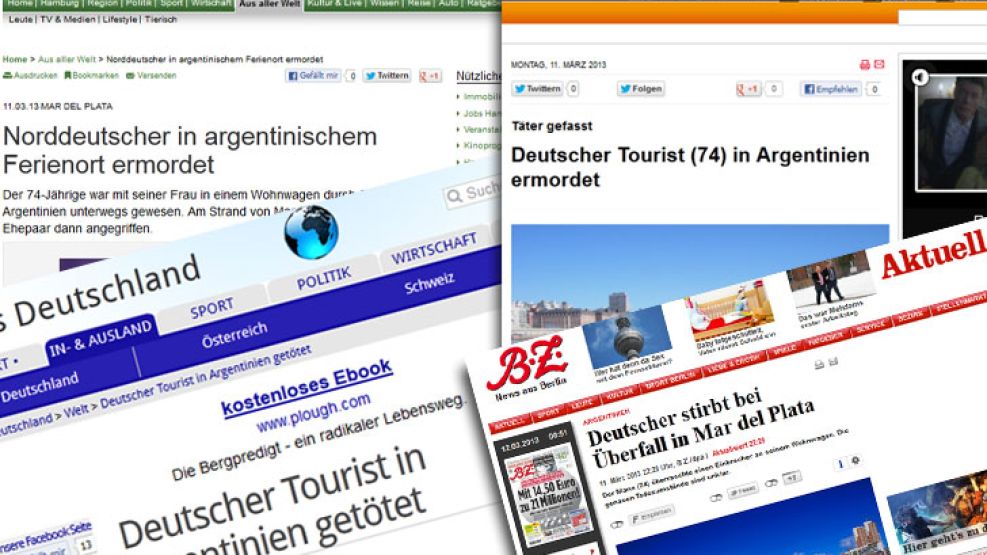 La prensa alemana destacó que al turista asesinado le quitaron "unos pocos dólares y un navegador satelital".