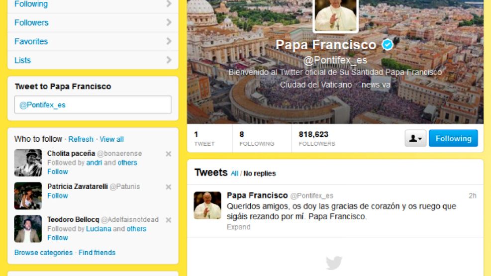 Francisco escribió su primer tuit