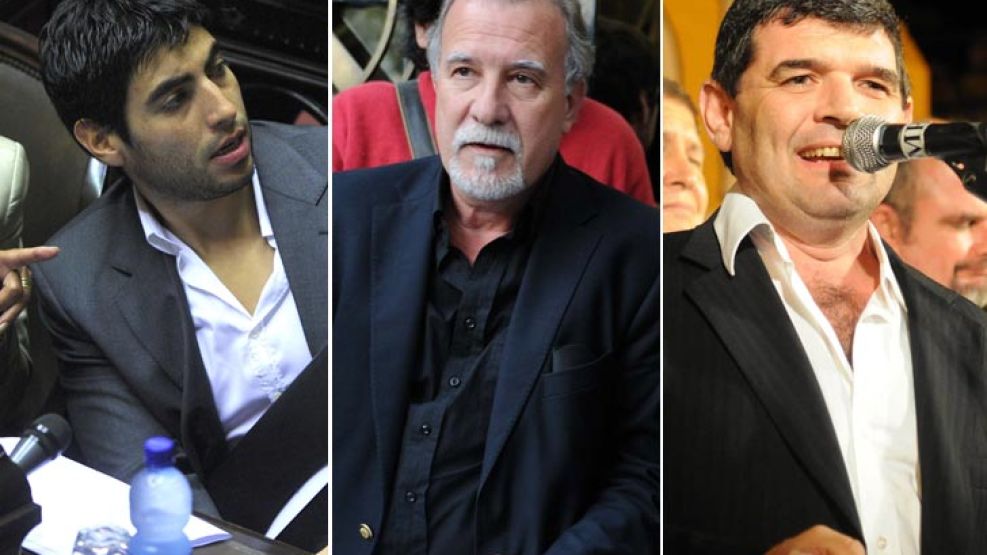 Facundo Moyano, Omar Plaini y Alfredo Olmedo, tres de los doce diputados que podrían torcer la suerte del oficialismo en la Cámara Baja.