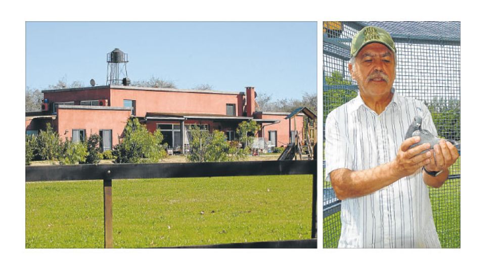 Campestre. La casa del ministro, casco principal de un predio de cinco hectáreas donde practica su afición por las palomas.