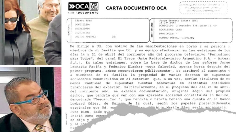 Insólito. Le envió una carta documento a Lanata. Lo acusa de "obstruir la investigación".